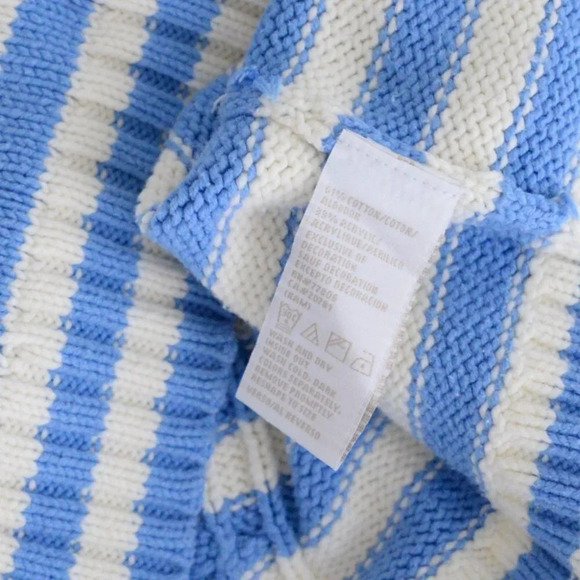 Vintage 90's Y2K Tommy Hilfiger Blue & White Stripe V-Neck Long Sleeve Sweater - Picture 12 of 12